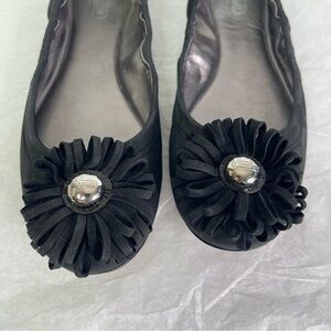 Coach Black Leather Floral Ballet Flats - Women’s Size 9.5B |